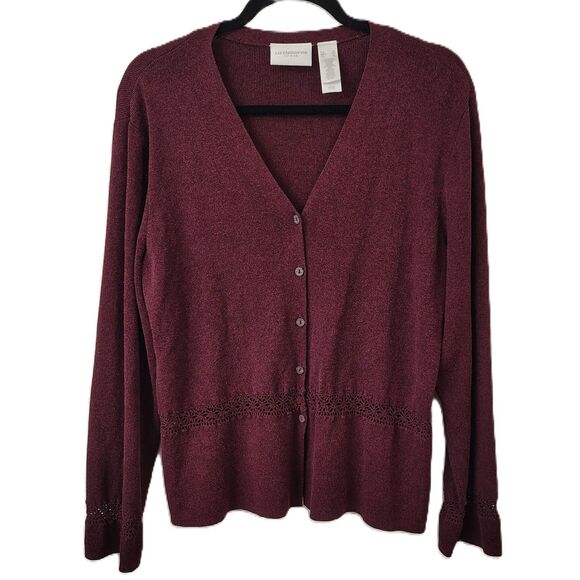Liz Claiborne Sweaters - LIZ CLAIBORNE Cotton Purple Cardigan XL Women's V-Neck Long Sleeve Sweater